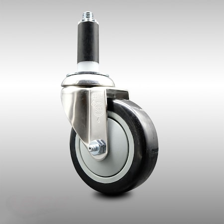 Service Caster 4 Inch 316SS Black Polyurethane Wheel Swivel 1 Inch Expanding Stem Caster SCC-SS316EX20S414-PPUB-BLK-1